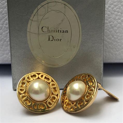 christian dior clip on earrings vintage|christian dior vintage pearl earrings.